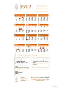 Calendario laboral de Extremadura 2022 PDF para imprimir descargable