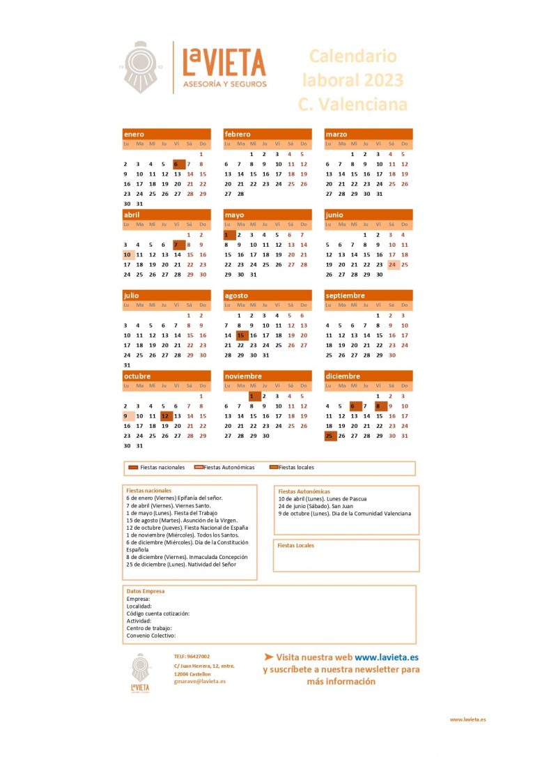 Calendario laboral comunidad valenciana 2023 pdf para imprimir festivos comunidad valenciana 2023 calendario del trabajador comunidad valenciana 2023