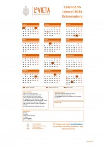 Calendario laboral extremadura 2024 pdf para imprimir festivos extremadura 2024 calendario del trabajador extremadura 2024 lavieta asesoria gestoria laboral